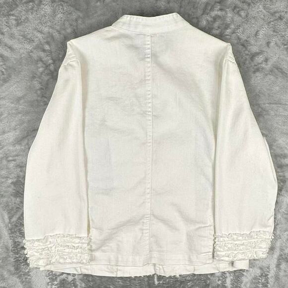 Ruby RD. Ruffled Front/Cuffs White Jacket Size 12 - Picture 2 of 8